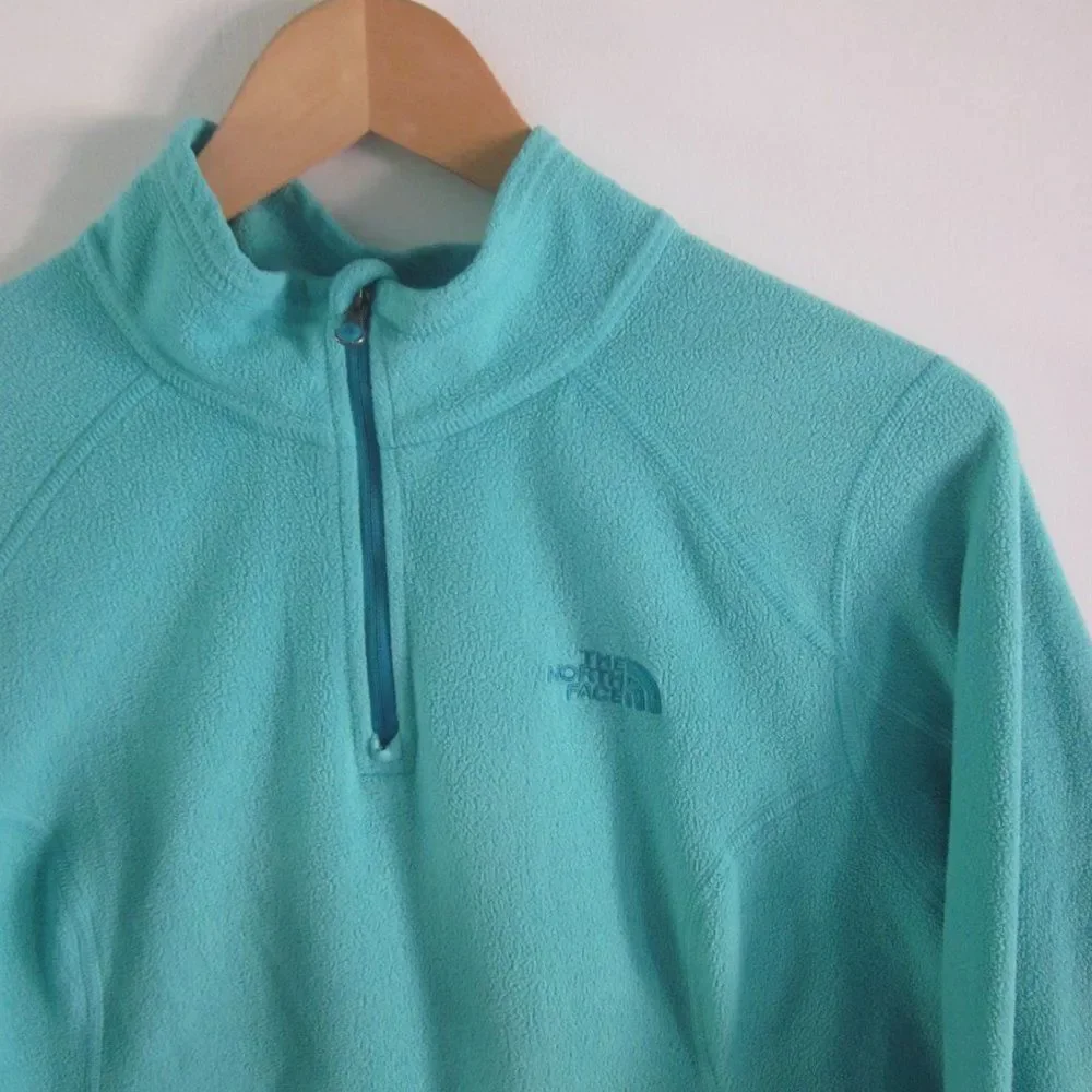 The North Face Womens Size M  Polartec Fleece Jacket 1/4 Zip Light Aqua Blue 42B